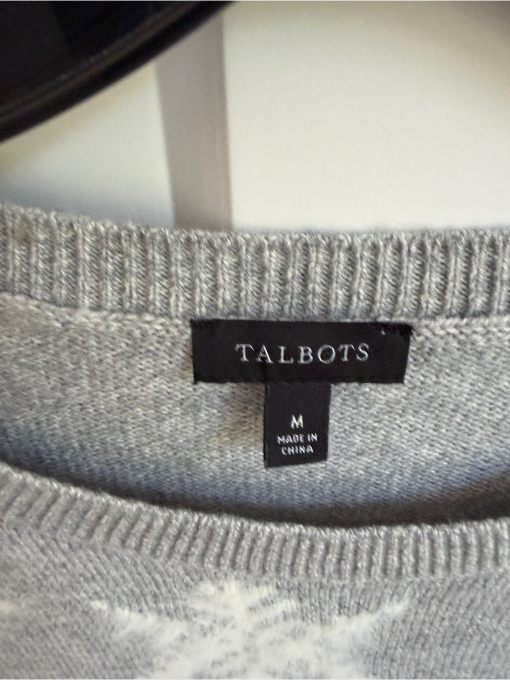Talbots Medium Gray & Green Holiday Tree Knit Sweater - Picture 2 of 4
